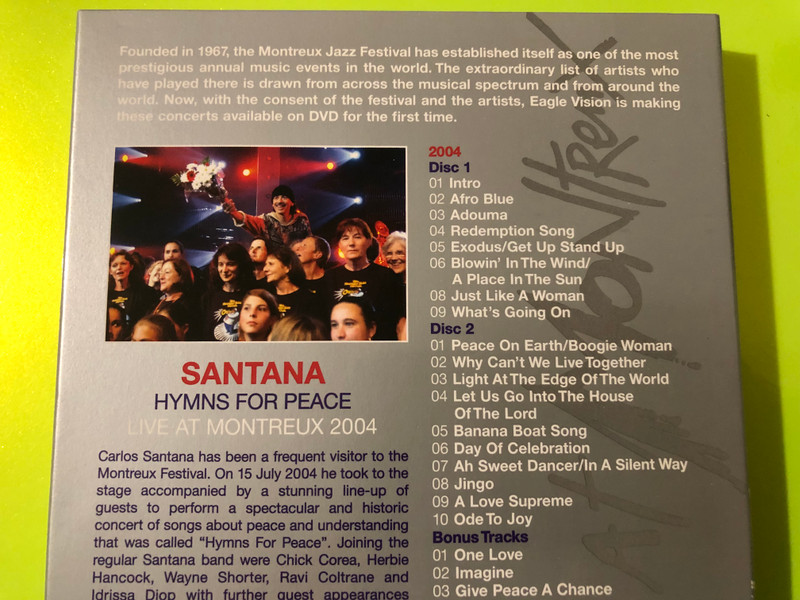 Santana — Hymns for Peace: Live at Montreux 2004, Eagle Vision (2DVD) Signed (5034504962675) 