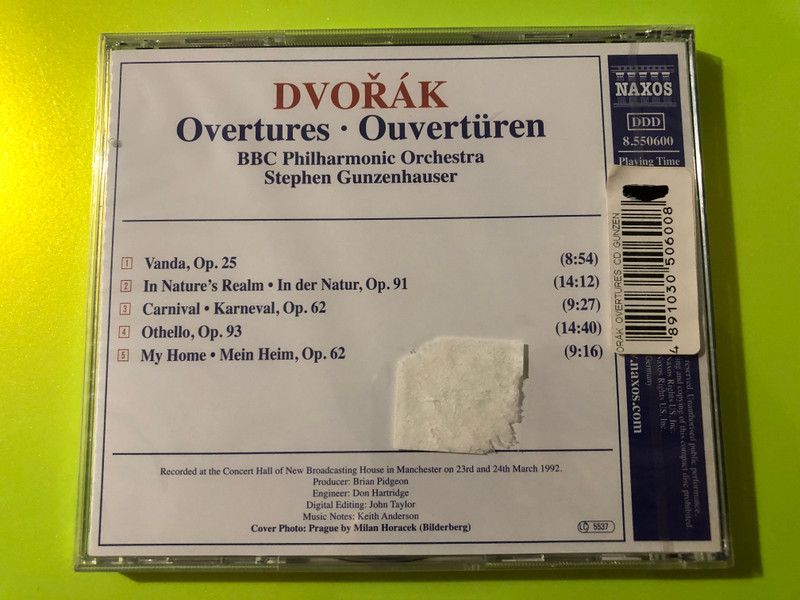 Dvořák: Overtures – Vanda, Carnival, Othello, In Nature's Realm, My Home – BBC Philharmonic, Naxos (CD) (4891030506008) 