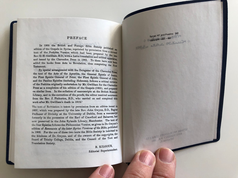 Syriac New Testament and Psalms / Süryanice Incil ve Mezmurlar / Blue Pocket Size Edition 342 UBS-EPF 1991 - 4M / Nouveau Testament et Psaumes syriaques (SyriacNTPSPocket)