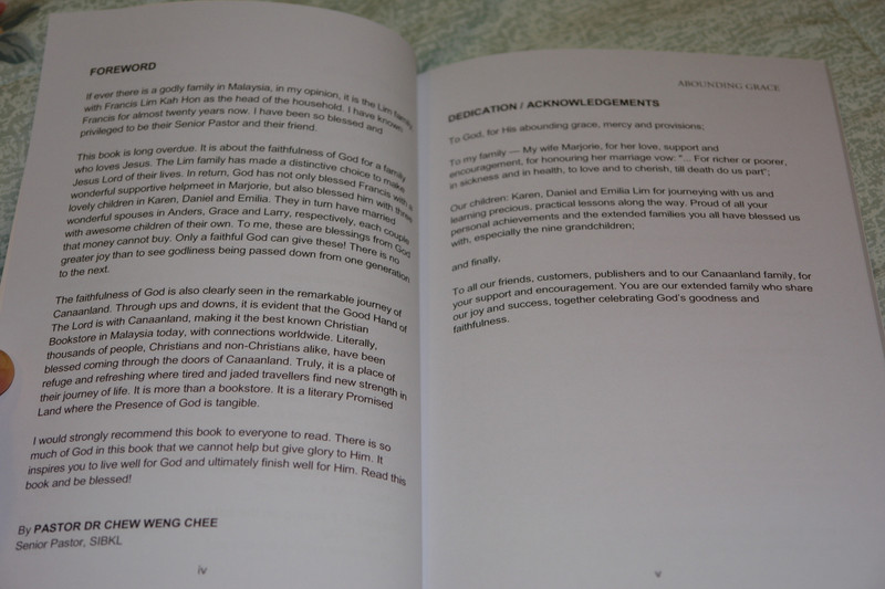 Abounding Grace: A Faith that Leaves a Legacy  By Francis K.H. Lim – The founder of CANAANLAND CHRISTIAN BOOKSTORES Malaysia