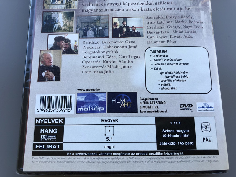 A Hídember DVD The Bridge Man 2002 / English Subtitles / Director: Bereményi Géza / Starring: Eperjes Károly; Irina Latchina; Marius Bodochi; Cserhalmi György; Nagy Ervin; Darvas Ivánl; Haumann Péter / Mokép fix / The life of gróf Széchenyi István (5996357339915)