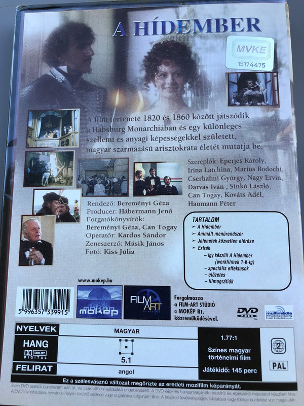 A Hídember DVD The Bridge Man 2002 / English Subtitles / Director: Bereményi Géza / Starring: Eperjes Károly; Irina Latchina; Marius Bodochi; Cserhalmi György; Nagy Ervin; Darvas Ivánl; Haumann Péter / Mokép fix / The life of gróf Széchenyi István (5996357339915)