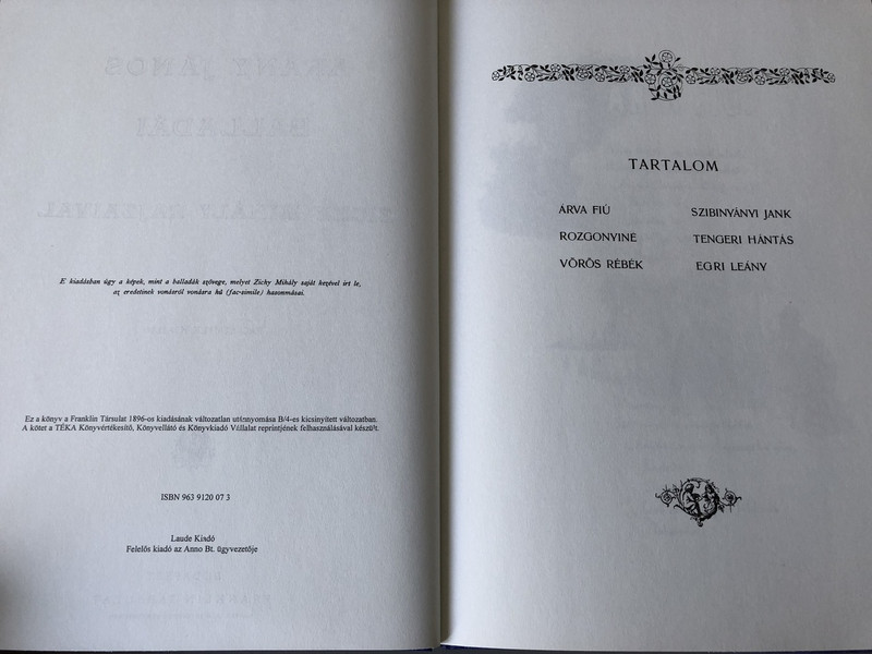 Arany János balladái Zichy Mihály rajzaival (hasonmás) / Az 1800-as ávek végén kiadott mű facsimile kiadása  / Hungarian Ballads by Arany 1853