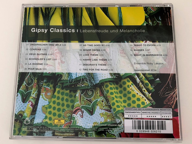 Gipsy Classics - Lebensfreude und Melancholie  Ensemble Roby Lakatos  Audio CD (0028948026210)