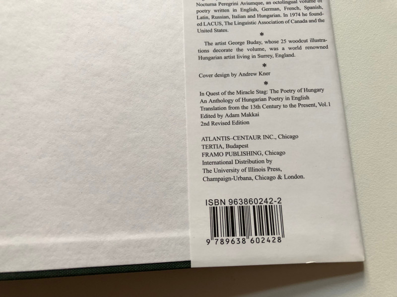 In Quest of the Miracle Stag The Poetry of Hungary - Volume 1 by Adam Makkai  An Anthology of Hungarian Poetry from the 13th Century to the Present in English Translation, Vol 1. (9789638602428)