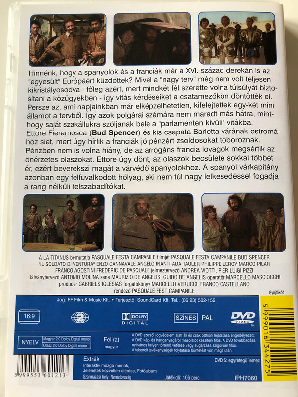 Zsoldoskatona DVD 1975 (Il soldato di ventura) / Soldier of Fortune / Audio: Hungarian and Italian / Subtitle: Hungarian / Starring: Bud Spencer / Directed by: Pasquale Festa Campanile (5999553601213)