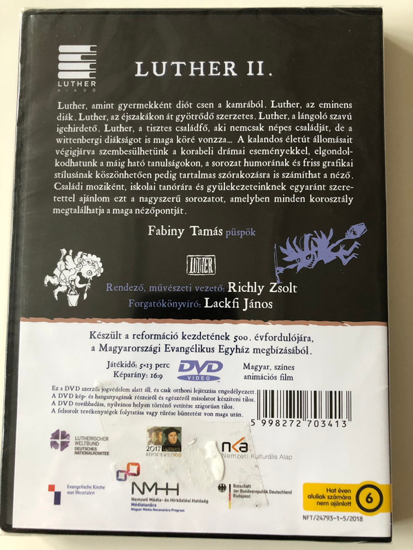 Luther II. Episodes 6-10 DVD 2018 / Author: Lackfi János (Szerző) / Directed by Richly Zsolt (Rendező) / Készült a reformáció kezdetének 500. évfordulójára / Színes magyar animációs film HUNGARIAN (5998272703413)