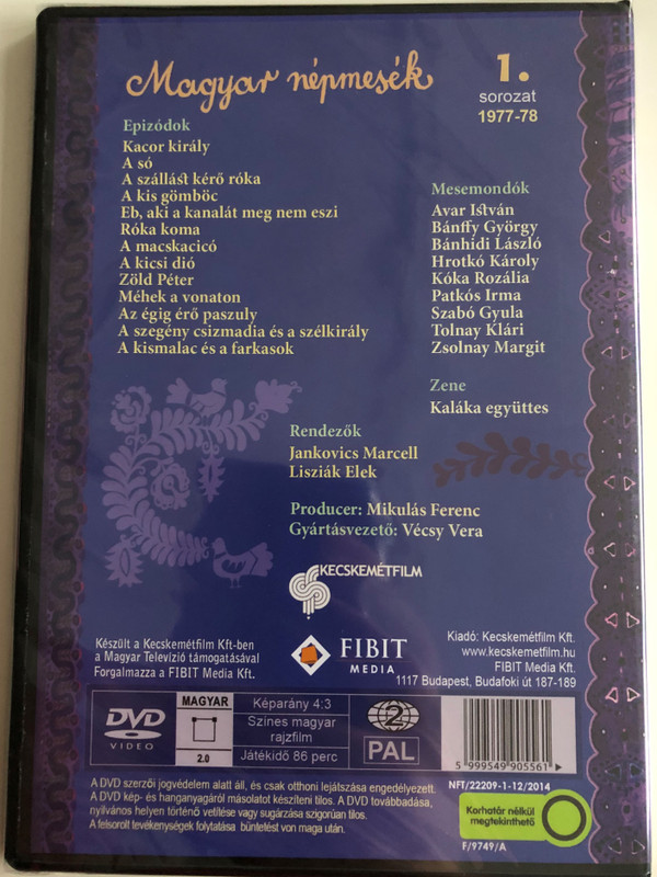 Magyar Népmesék 1. - Kacor király DVD 1977 - 1978 Hungarian Folk Tales for Children / Audio: Hungarian / 13 episodes on disc (5999549905561)