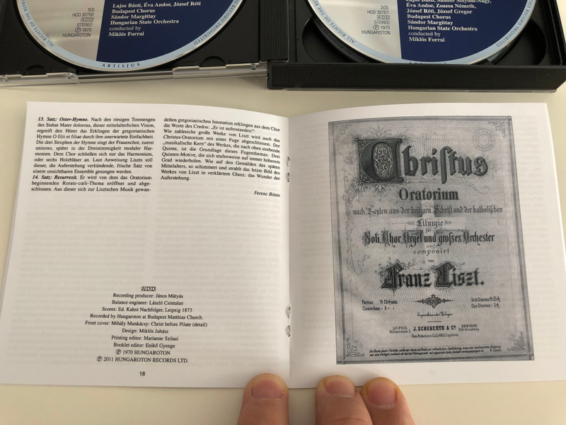 Liszt Ferenc: Christus Oratorio CD Conducted by Forrai Miklós / Hungaroton HCD 32700-02 / Tenor: Réti József / Magyar Állami Hangversenyzenekar / Hungarian State Orchestra / Budapest Kodaly Zoltan Girls' Choir (5991813270023)