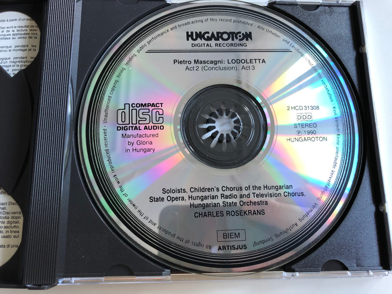 Pietro Mascagni: Lodoletta CD Maria Spacagna / HCD 31307-08 / Label: Hungaroton / Length: 1 hour 43 minutes / The libretto is by Giovacchino Forzano (5991813130723)