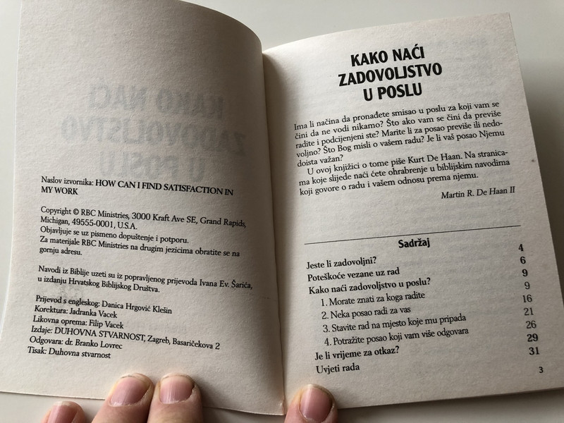 Kako Naći Zadovoljstvo u Poslu? / Croatian Language Booklet / How Can I Findsatisfaction In My Work? / Kurt De Haan / Paperback, 2004