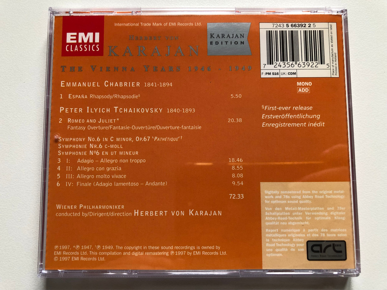 https://cdn11.bigcommerce.com/s-62bdpkt7pb/products/0/images/317086/Herbert_von_Karajan_-_Tchaikovsky_Symphonie_6_Pathetique_Romeo_Juliet_Chabrier_Espana_-_Wiener_Philharmoniker_Karajan_Edition_EMI_Classics_Audio_CD_1997_Mono_7243_5_66392_24_2__77786.1703109628.1280.1280.JPG?c=2
