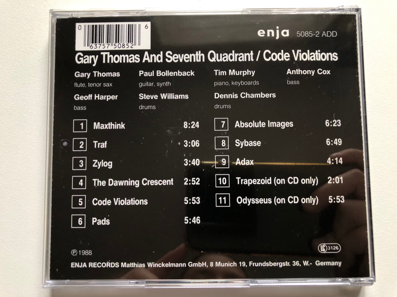 https://cdn11.bigcommerce.com/s-62bdpkt7pb/products/0/images/317170/Gary_Thomas_And_Seventh_Quadrant_Code_Violations_Enja_Records_Audio_CD_1988_5085-2_2__14885.1703177693.1280.1280.JPG?c=2