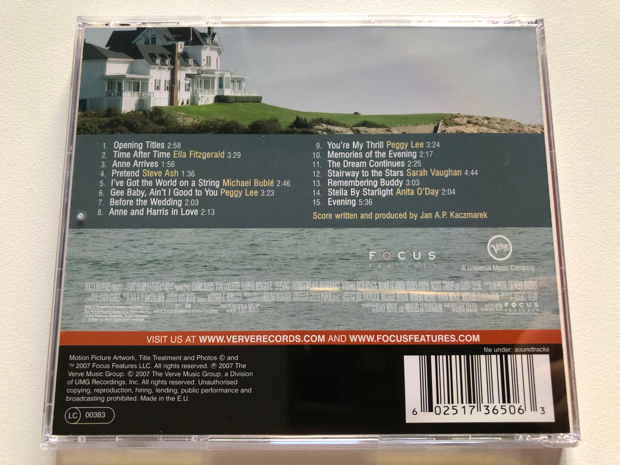 https://cdn11.bigcommerce.com/s-62bdpkt7pb/products/0/images/321009/Evening_Music_From_And_Inspired_By_The_Motion_Picture_-_Original_Score_by_Jan_A.P._Kaczmarek_Verve_Records_Audio_CD_2007_0602517365063_2__37209.1704867717.1280.1280.JPG?c=2