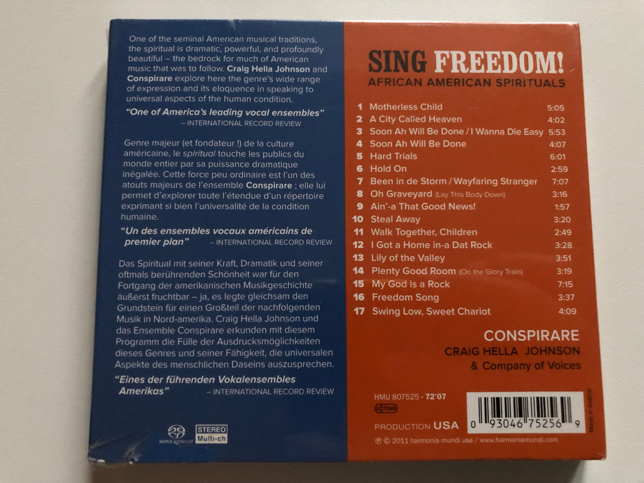 https://cdn11.bigcommerce.com/s-62bdpkt7pb/products/0/images/321792/Conspirare_Sing_Freedom_African_American_Spirituals_-_Craig_Hella_Johnson_Company_Of_Voices_Production_USA_Harmonia_Mundi_Hybrid_Disc_2011_Stereo_HMU_807525_2__37035.1705478277.1280.1280.JPG?c=2