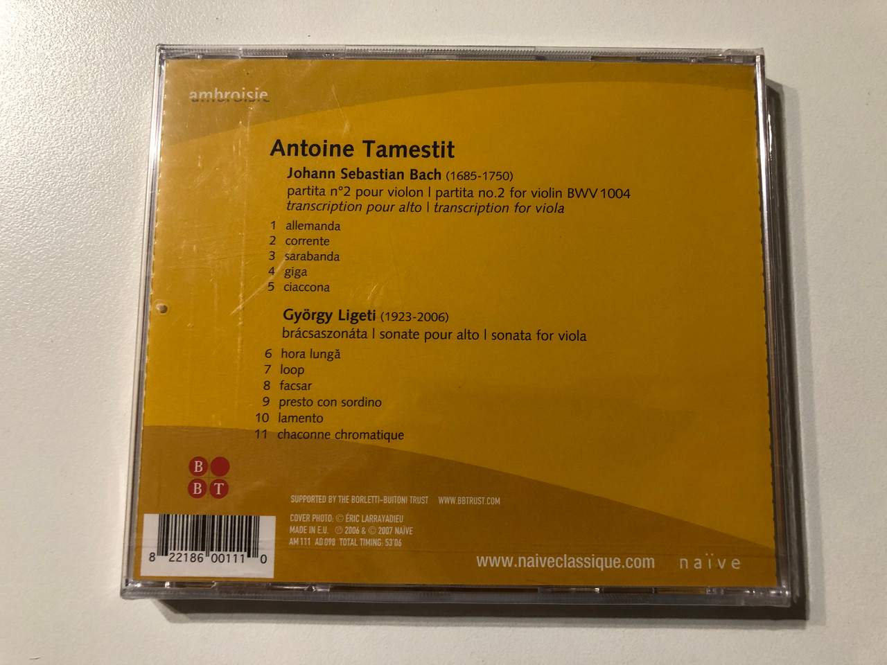 https://cdn11.bigcommerce.com/s-62bdpkt7pb/products/0/images/324117/Bach_Chaconne_-_Antoine_Tamestit_Ambroisie_Audio_CD_2007_AM_111_2__20649.1707639198.1280.1280.JPG?c=2