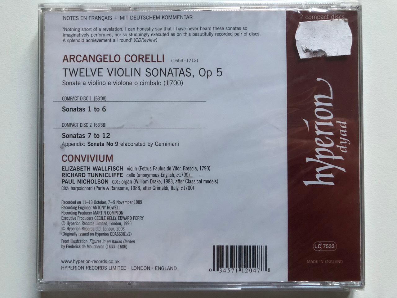 https://cdn11.bigcommerce.com/s-62bdpkt7pb/products/0/images/325033/Corelli_Violin_Sonatas_Op_5_-_Elizabeth_Wallfisch_Richard_Tunnicliffe_Paul_Nicholson_Dyad_Hyperion_2x_Audio_CD_2003_CDD22047_2__63419.1708493988.1280.1280.JPG?c=2