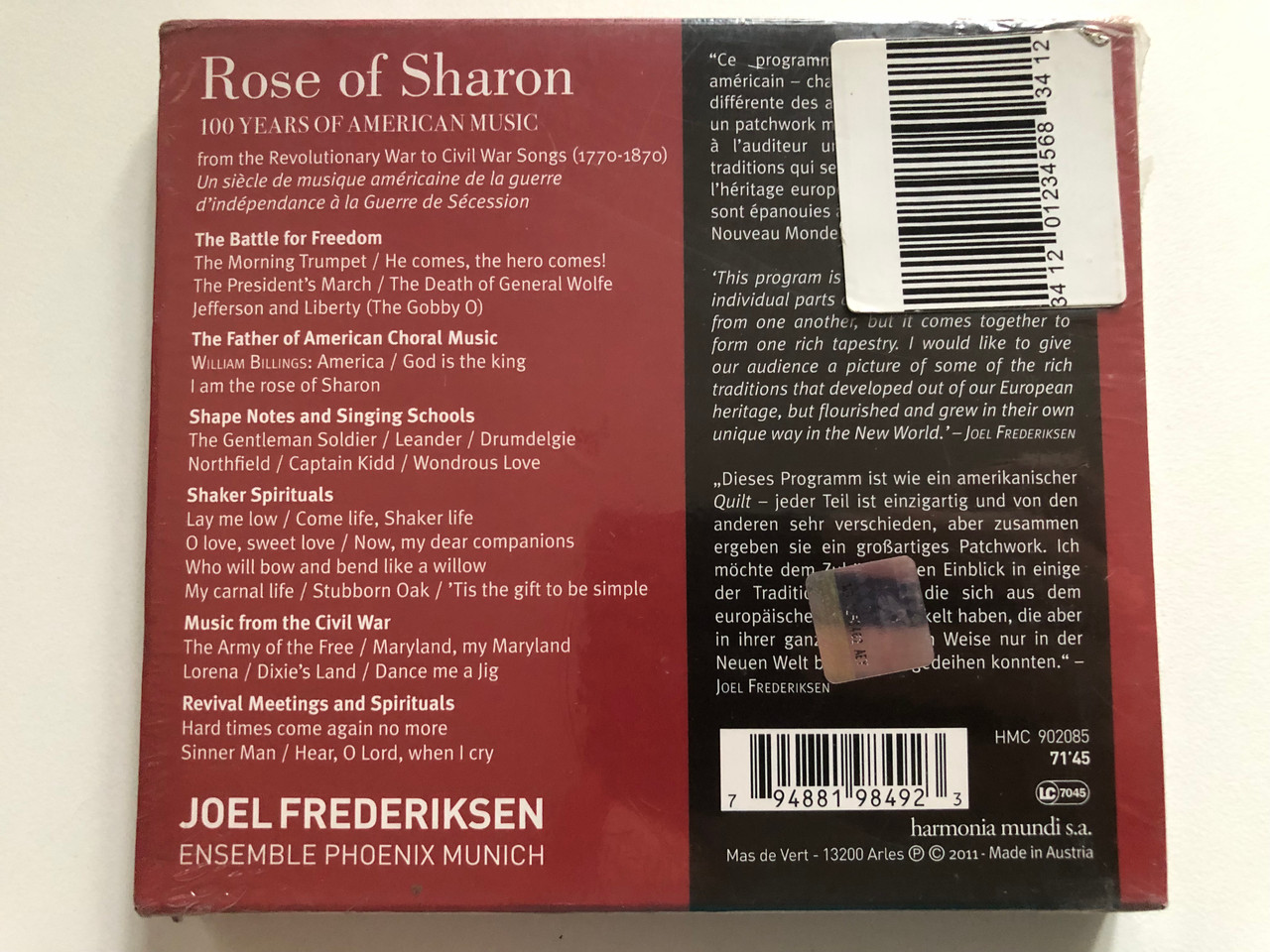 https://cdn11.bigcommerce.com/s-62bdpkt7pb/products/0/images/326077/Rose_Of_Sharon_100_Years_Of_American_Music_1770-1870_-_Joel_Frederiksen_Ensemble_Phoenix_Munich_Harmonia_Mundi_Audio_CD_2011_HMC_902085_2__23278.1709280820.1280.1280.JPG?c=2
