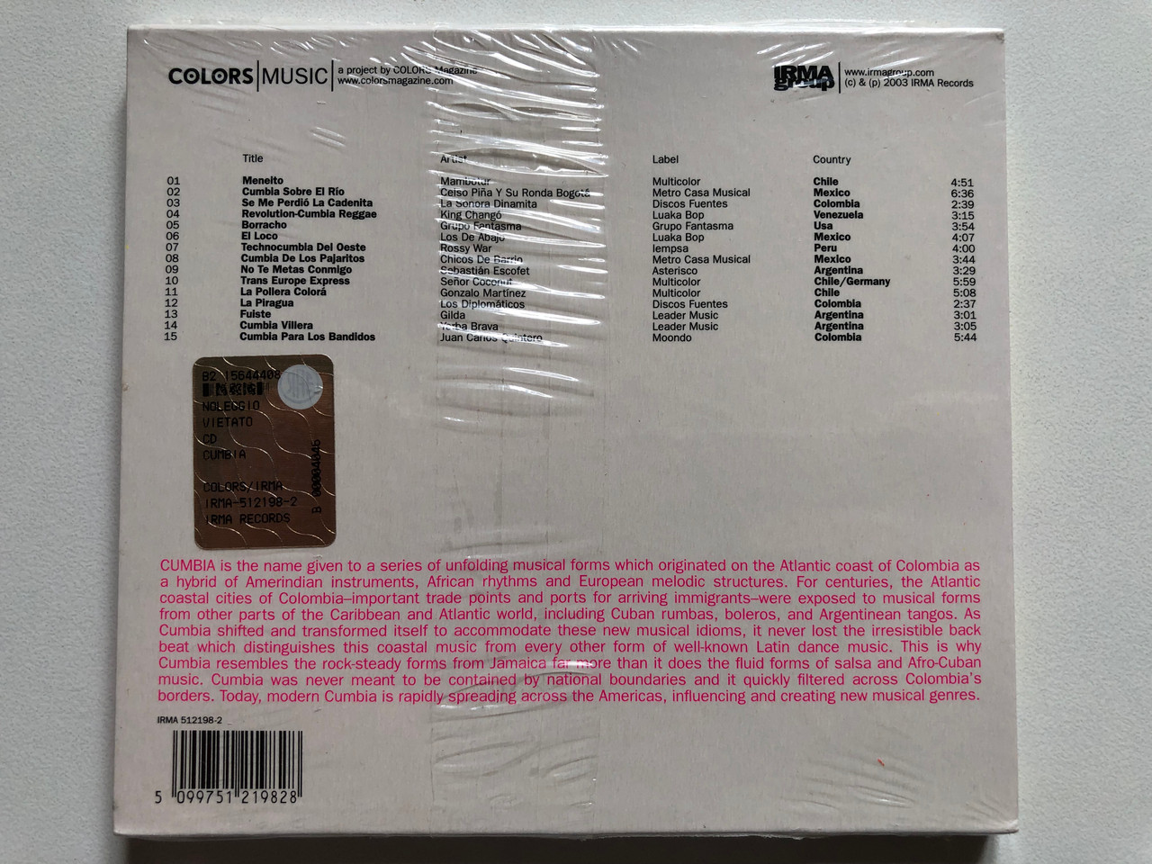 https://cdn11.bigcommerce.com/s-62bdpkt7pb/products/0/images/336573/Colors_Music_Cumbia_Cumbia_is_Latin_Americas_new_musical_fever._This_compilation_features_the_best_of_this_modern_electro-tropical_sound._IRMA_Audio_CD_IRMA_512198-2C_2__52086.1718172623.1280.1280.JPG?c=2