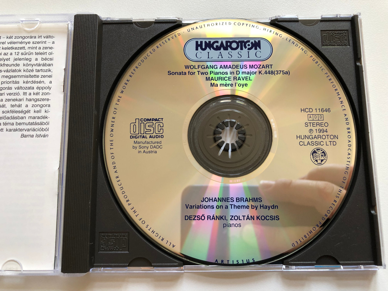 https://cdn11.bigcommerce.com/s-62bdpkt7pb/products/0/images/338418/Piano_Duets_By_Mozart_Ravel_Brahms_-_Dezs_Rnki_Zoltn_Kocsis_Hungaroton_Audio_CD_1994_Stereo_HCD_11646_3__28570.1719472991.1280.1280.JPG?c=2