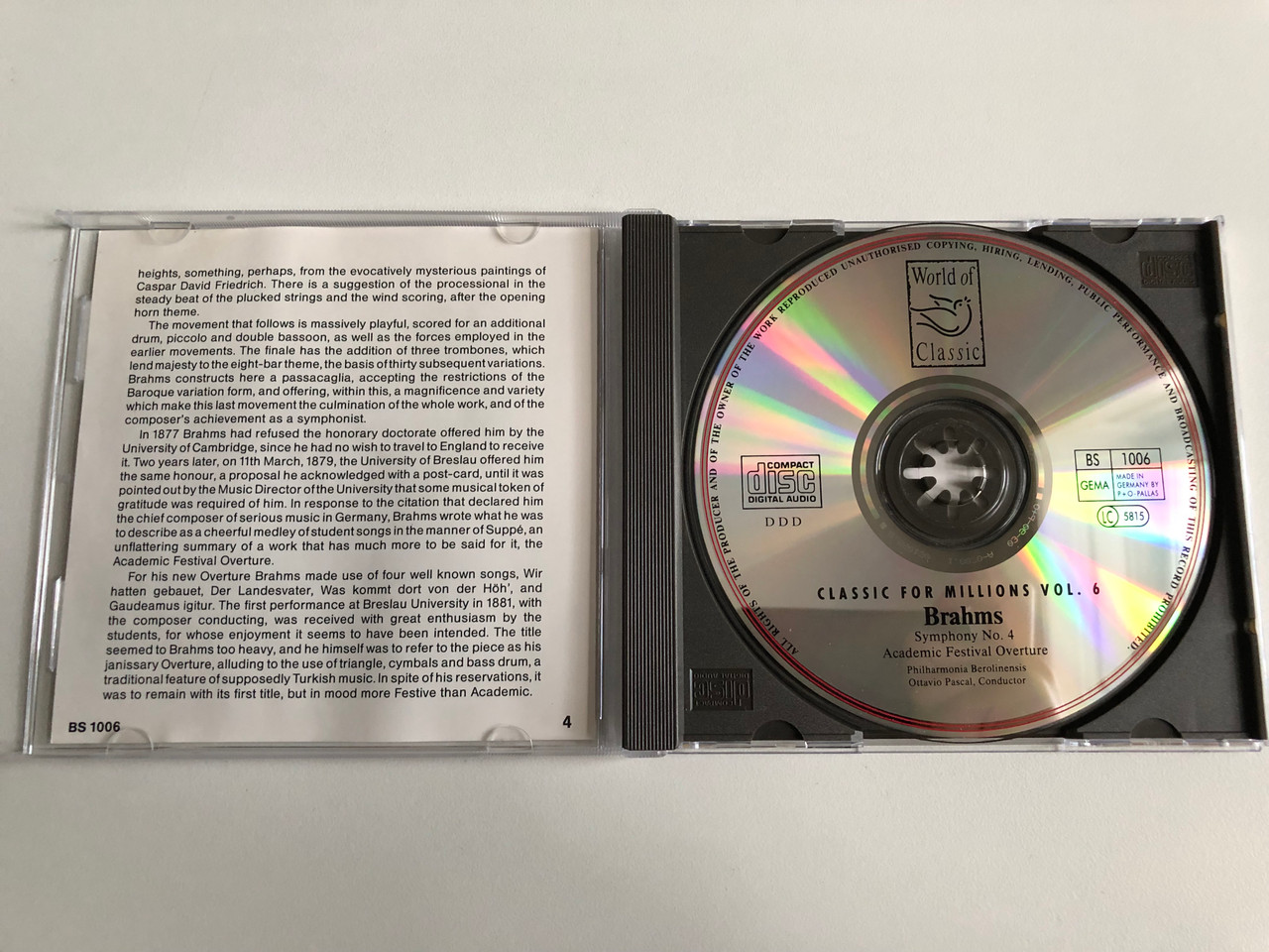 https://cdn11.bigcommerce.com/s-62bdpkt7pb/products/0/images/344617/Brahms_-_Symphony_No._4_Academic_Festival_Ouverture_Classic_For_Millions_Vol._6_World_Of_Classic_Audio_CD_1992_BS_1006_2__84697.1723652629.1280.1280.JPG?c=2