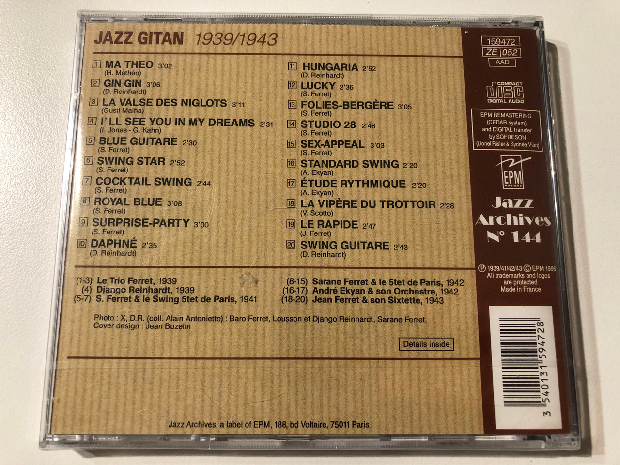 https://cdn11.bigcommerce.com/s-62bdpkt7pb/products/0/images/354764/Jazz_Gitan_Gypsy_Jazz_1939-1943_-_Sarane_Ferret_Django_Reinhardt_Baro_Ferret_Andre_Ekyan_Matelo_Ferret..._Jazz_Archives_Audio_CD_1999_N_144_2__52859.1729157731.1280.1280.JPG?c=2
