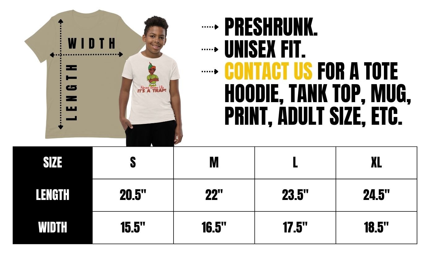 CultSub Youth Bella Canvas Size Chart