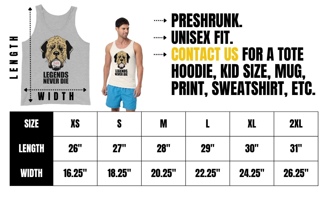 CultSub Men's Tank Top Size Chart