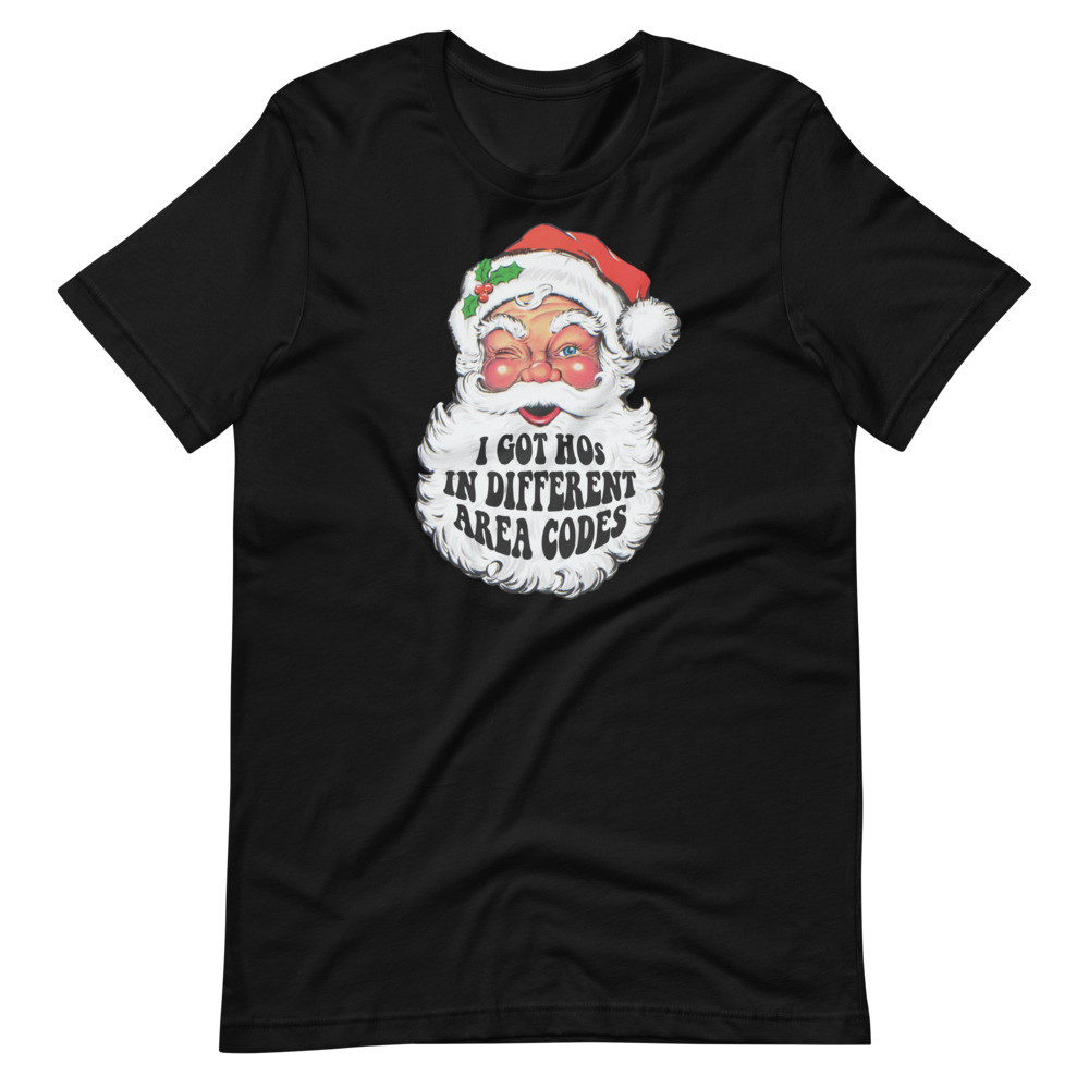 Christmas Santa Pimp Got Hos In Different Area Codes T-Shirt | CultSub