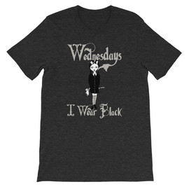 Dark Heather Grey Wednesday Addams Inspired "Wednesdays I Wear Black" Halloween Unisex T-Shirt