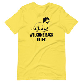 Bright Yellow Solar Opposites Terry's Welcome Back Otter T-Shirt from The Booster Manifold Episode Welcome Back Kotter Joke Otter with Afro and Mustache 