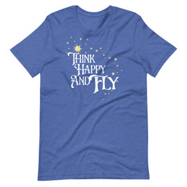 Peter Pan Inspired "Think Happy and Fly" T-shirt in Blue