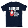 Navy Blue Christmas Santa - Eggnog The Boozy Protein Shake - Joke T-Shirt