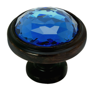 Cosmas 5317ORB-BL Oil Rubbed Bronze & Blue Glass Round Cabinet Knob