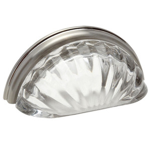 Cosmas 6381SN-C Satin Nickel with Clear Glass Cabinet Cup Pull Cosmas 6381SN-C Satin Nickel with Clear Glass Cabinet Cup Pull