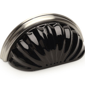 Cosmas 6381SN-X Satin Nickel with Black Glass Cabinet Cup Pull Cosmas 6381SN-X Satin Nickel with Black Glass Cabinet Cup Pull