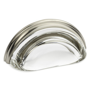 Cosmas 6585SN-C Satin Nickel with Clear Glass Cabinet Cup Pull Cosmas 6585SN-C Satin Nickel with Clear Glass Cabinet Cup Pull