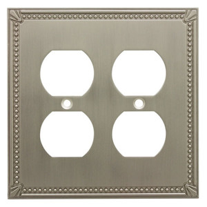 Cosmas 44013-SN Satin Nickel Double Duplex Outlet Wall Plate Cosmas 44013-SN Satin Nickel Double Duplex Outlet Wall Plate