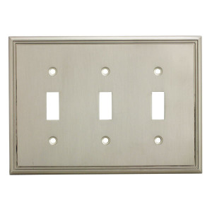 Cosmas 65005-SN Satin Nickel Triple Toggle Switchplate Cover Cosmas 65005-SN Satin Nickel Triple Toggle Switchplate Cover