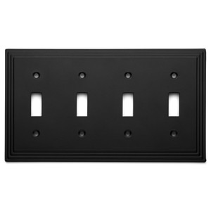 Cosmas 25045-FB Flat Black Quad Toggle Switchplate Cover Cosmas 25045-FB Flat Black Quad Toggle Switchplate Cover