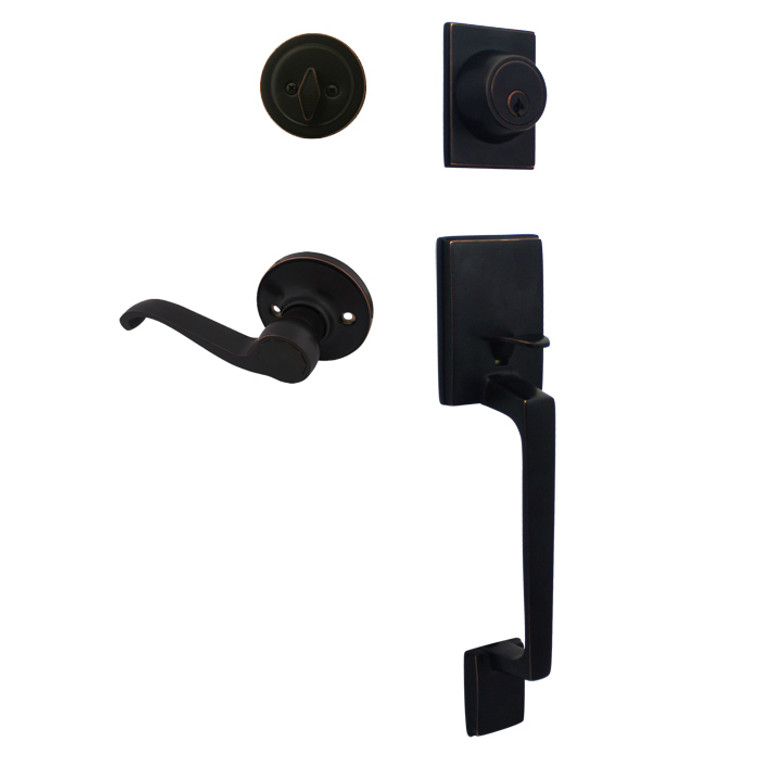 Cosmas 600 Series Oil Rubbed Bronze Handleset with 50 Series Interior: HS600/59-ORB