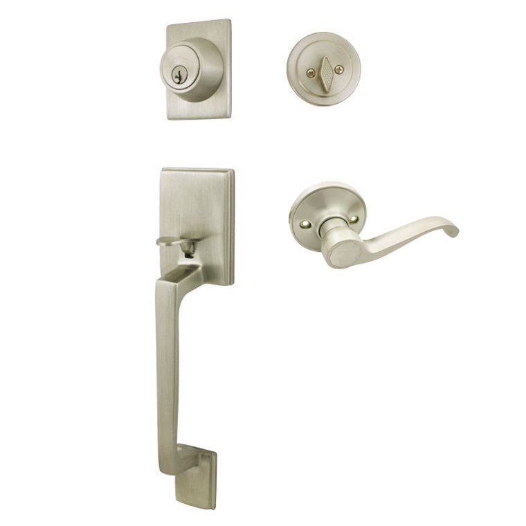 Cosmas 600 Series Satin Nickel Handleset with 50 Series Interior: HS600/59-SN