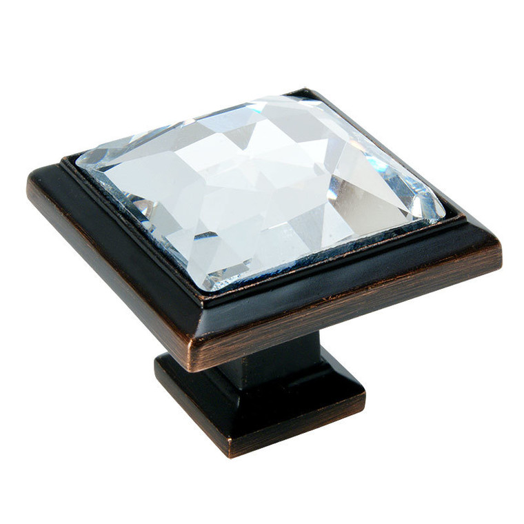 Cosmas 5883ORB-C Oil Rubbed Bronze & Clear Glass Square Cabinet Knob