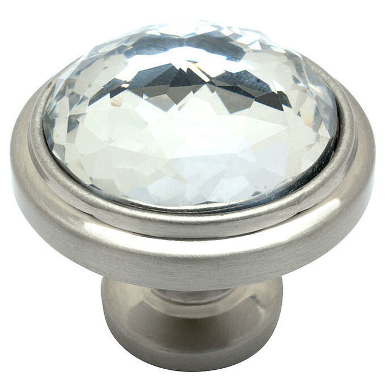 Cosmas 5317SN-C Satin Nickel & Clear Glass Round Cabinet Knob