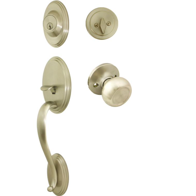 Cosmas 300 Series Satin Nickel Handleset with 20 Series Interior: HS300/29-SN