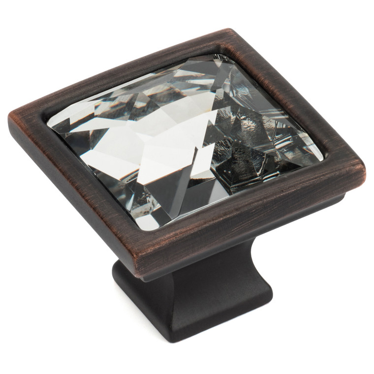 Cosmas 6825ORB-C Oil Rubbed Bronze & Clear Glass Square Cabinet Knob