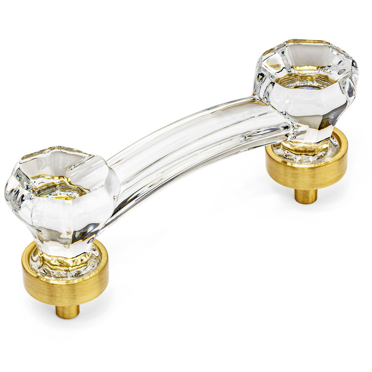 Cosmas 6397BB-C Brushed Brass with Clear Glass Cabinet Pull