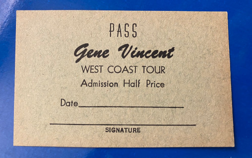 GENE VINCENT WEST COAST TOUR PASS