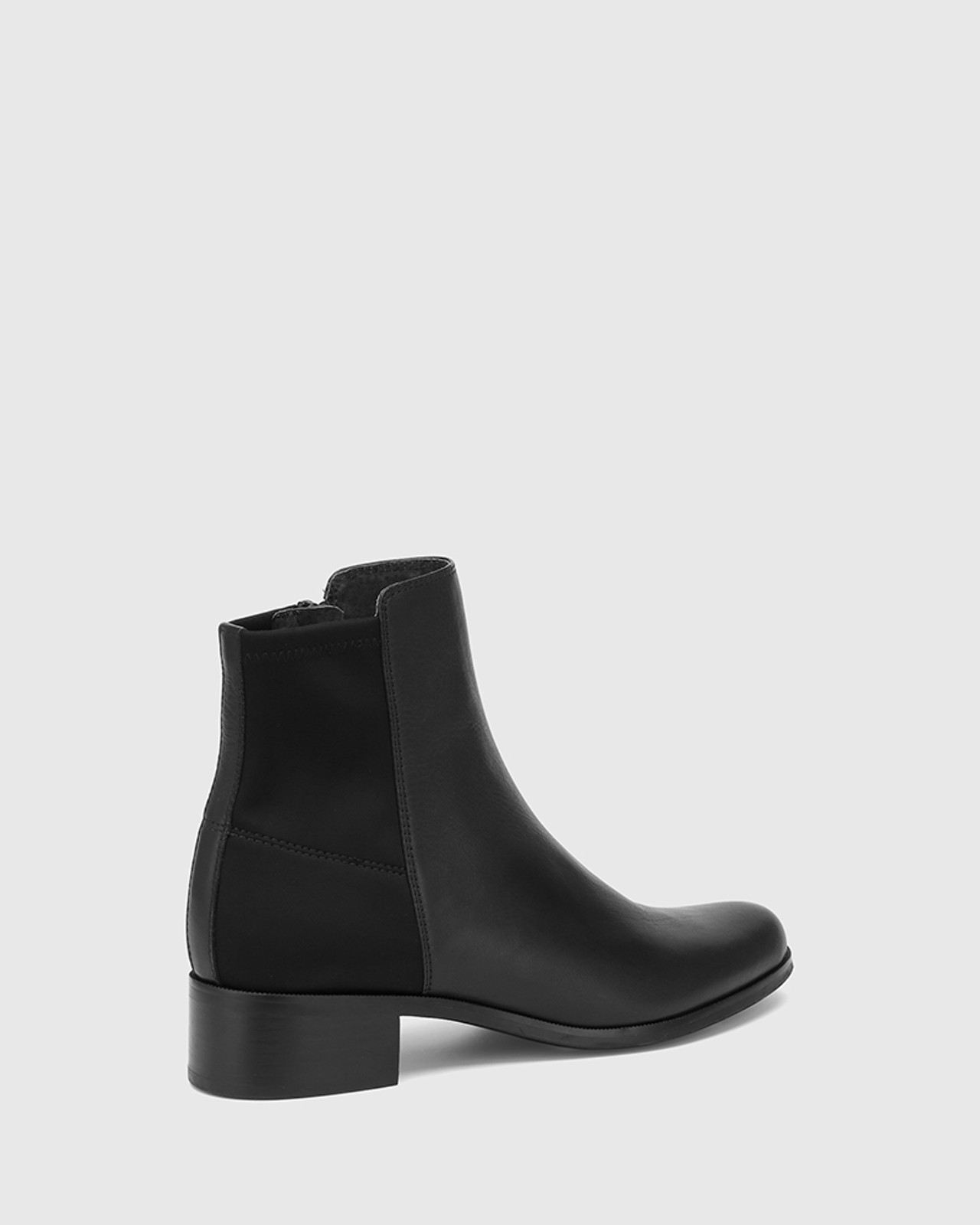 Gazella Black Leather and Neoprene Ankle Boot