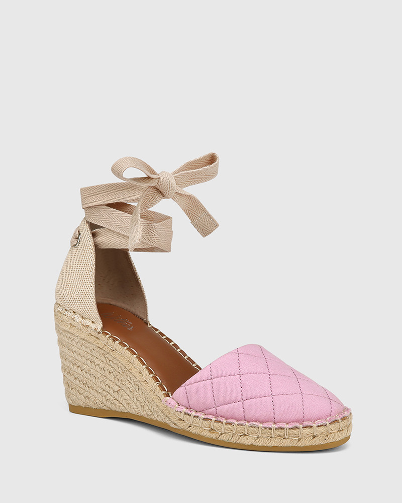 Zealand Urchin Pink Denim Wedge Heel Espadrille